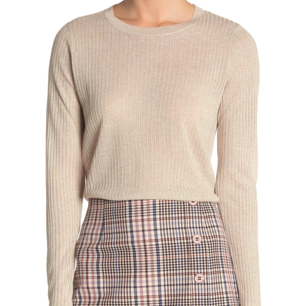 Veronica Beard Canal Grey Tan Metallic Sweater Size XS